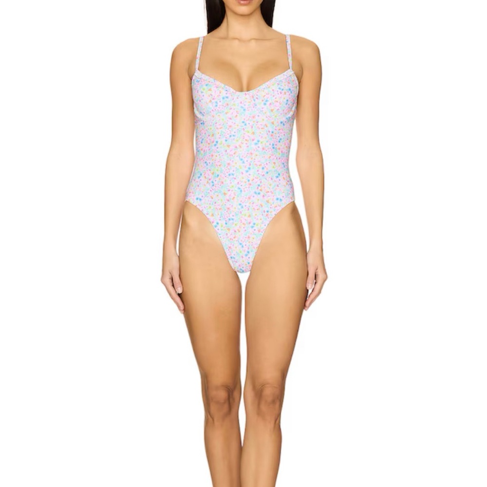 Kulani Kinis Double Ruffle Underwire One Piece in Moonflower